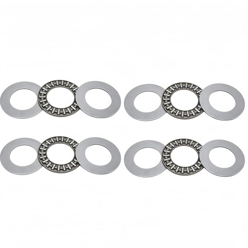 DEEG 4 PCS AXK2035 2AS Needle Roller Thrust Bearings with 4 Washers, 20mm Inner Diameter, 35mm OD, 4mm NTA1220+2TRA Needle Thrust Bearing for Mower Power Steering - Image 1